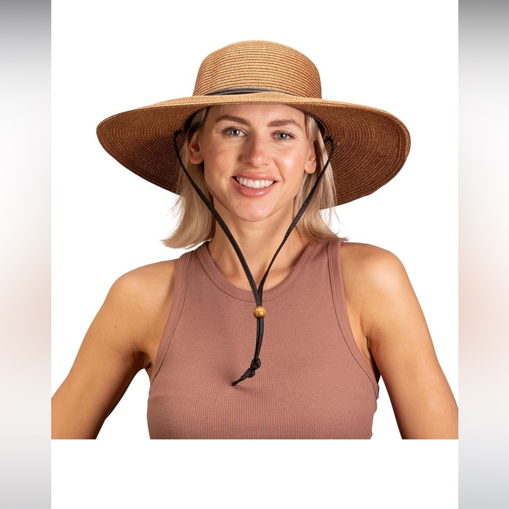 WOMEN'S BRAIDED SUN HAT - DARK BROWN UPF 50+ / brand new - medium